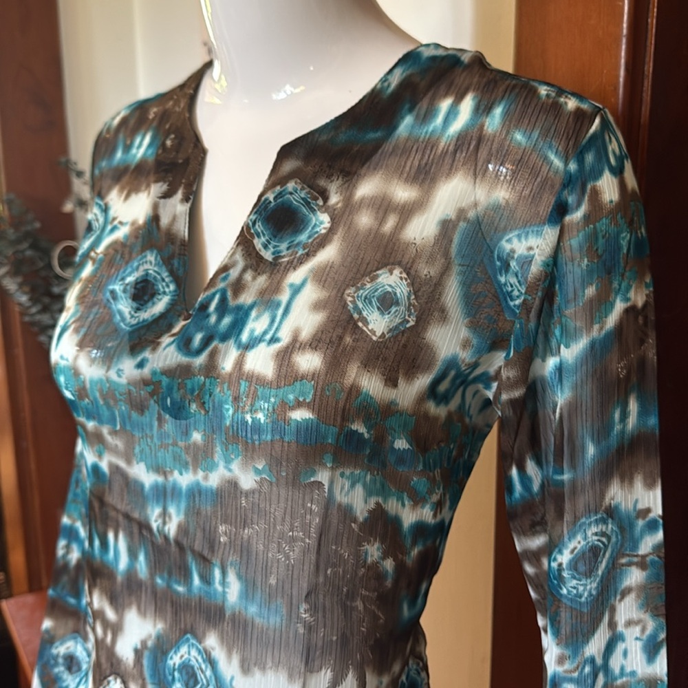 NWt northern reflections size small Blue and Brown Women's Top sheer
